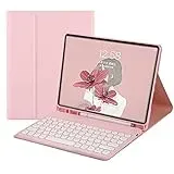 QYiiD iPad Mini Tastatur Hülle für iPad Mini 7.9 Zoll 5 /iPad Mini 4/3/2/1, iPad Mini Hülle Abnehmbare Tastatur (Deutsches QWERTZ), Folio Smart Slim Cover mit Runde Tasten Tastatur Abnehmbare, Rosa