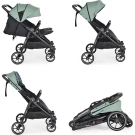 Cangaroo Zwillingskinderwagen 2Gether, Fußabdeckungen, Aluminiumrahmen, faltbar grün