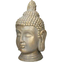 ECD Germany Buddha Kopf Statue Dekofigur Deko Figur Feng Shui Bronzeoptik Polyresin 74,5 cm