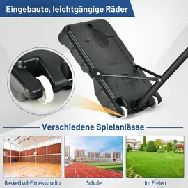Costway Basketballständer 90/158-210 cm höhenverstellbar, Basketballkorb wetterbeständig mit Ständer & 2 Rädern, Korbanlage für Kinder, Jugen... - Blau/Schwarz