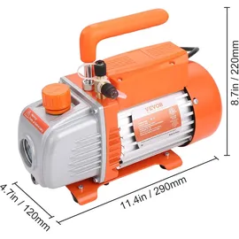 Vevor Vakuumpumpe 150W Unterdruckpumpe 1-stufig Klimaanlage Pumpe 100L/min Durchfluss 1440U/min Drehzahl 0,64/1,27cm SAE Einlass Vakuumgeräte 5Pa Motor aus reinem Kupfer Hvac/auto Kältemittelaufladung