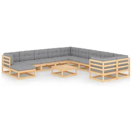 vidaXL Garten-Lounge-Set 12-tlg. grau