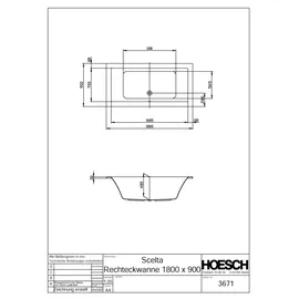 Hoesch Scelta Rechteckbadewanne 90 x 180 cm (3671.010)