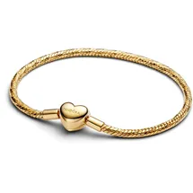 Pandora Facettiertes Schlangen-Gliederarmband mit Herzverschluss goldfarben 564236C00-21 Größe 21cm