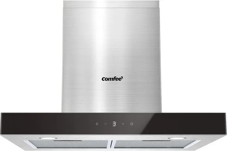 Midea Comfee 60 cm T-Form-Dunstabzugshaube, 650m3/h, A+++, Edelstahl, Gesten- und Touchsteuerung, LED-Beleuchtung, 5-Schicht-Filter, Umluft und Abluft, TSHM77SS-60