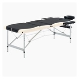 vidaXL Massageliege Klappbar 3-Zonen Aluminiumgestell Schwarz Beige