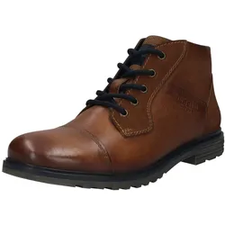 Schnürboots BUGATTI, Herren, Gr. 41, braun (cognac), Leder, used, casual, Schuhe, Boots, Herrenschuh, Stiefelette mit seitlichem Logo-Branding