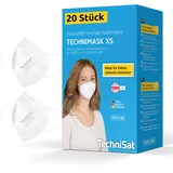 TechniSat TECHNIMASK XS - 20x FFP2 Maske für kleine, schmale Gesichter (5-lagige Einweg-Maske aus hochwertigem Vlies, hautfreundlich, Gesichtsmasken Made in Germany)