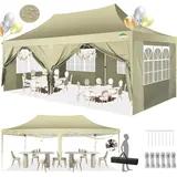 COBIZI Pavillon 3x6 Faltpavillon Wasserdicht Stabil mit 6 Seitenteilen Kegelförmig Partyzelt 3 Höhenverstellbar UV-Schutz Tragetasche Zelthering, Seile für Garten, Hochzeiten, Markt, Freien Event