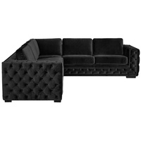 JVmoebel Ecksofa, Ecksofa Schwarz Wohnlandschaft Couch Polster Samt Stoff Möbel Design schwarz