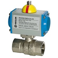 Riegler Messingkugelhahn, pneumat. Stellantrieb doppeltwirk., Rp 1, L=116
