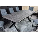 riess-ambiente Industrial Esstisch WILD 160cm grau gekälkt Wildeiche-Design Baumkante schwarz X-Gestell Esszimmertisch Tisch Konferenztisch - Grau