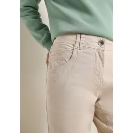 Cecil Mid Waist Slim Leg Hose im Casual fit grain beige 27, Länge 26, beige), Web, 96% Baumwolle, 4% Elasthan. unifarben, comfort 7/8-Länge, Hosen Culotte, Middle
