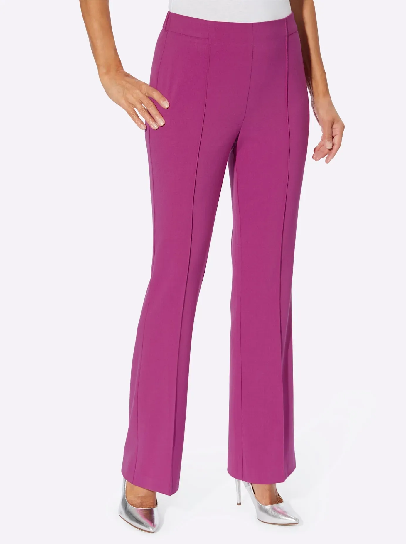 Webhose LADY, Damen, Gr. 19, Kurzgrößen, pink (magenta), 63% Polyester, 34% Viskose, 3% Elasthan, unifarben, lang, Hosen
