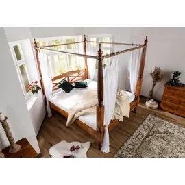 Massivmoebel24 Himmelbett Akazie 180x200x224 honig lackiert Oxford 0246