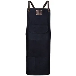 Exner 149 - Vintage Latzschürze, X-Rückenbindung, B 75 cm x L 89 cm : sand 100% Baumwolle (mit Ledertaschen)