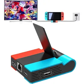 Tendak Switch Docking Station - Tendak TV Dock für Nintendo Switch/Switch OLED, Faltbare Typ C zu HDMI Adapter Switch Ladestation mit 1000Mbit RJ45 Ethernet Adapter und 2X USB Anschluss
