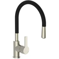 Küchenarmatur FLEXO, biegsamer Wasserhahn Küche, wassersparende Mischbatterie Küche in Edelstahloptik/Schwarz