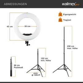 Walimex pro LED Ringleuchte Medow 960 Pro LED-Ringlicht inkl. Lampenstativ