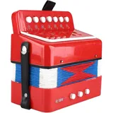 Mini Akkordeon, 7 Tasten Akkordeon Spielzeug Musikinstrument Spielzeug Klavier Akkordeon Instrument für Kinder Kleinkinder(rot)