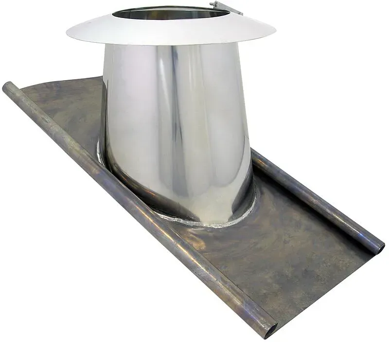 Edelstahl-Abgassystem doppelwandig Schrägdachabdeckung Bleiflansch (Ausführung: D160 15-30°)
