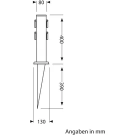 ledscom.de Garten-Steckdosen-Säule Polly mit Erdspieß für außen, IP44, 4-Fach, Edelstahl, eckig, anthrazit, 40cm