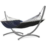 Potenza Outdoor Hängematte mit Gestell für 2 Personen I Stabhängematte XXL 220x160, 200kg I Hängemattengestell 220kg Wetterfest (Grau, Gestell Grau)