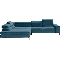 GALLERY M branded by Musterring Ecksofa »Felicia Due L-Form«, Wahlweise mit Sitzvorzug, inkl. Kopfteilverstellung, Sitzhöhe 43 cm blau