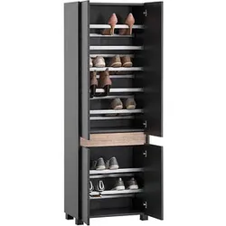 MÖBELPARTNER Schuhschrank Cosmo, 701779 anthrazit, eiche keine Fachböden 33,0 cm 164,5 cm