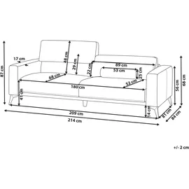 Beliani Sofa 3-Sitzer Ange Stoff Blau
