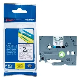 Brother TZe-MQE31 P-touch Schriftband (laminiert), schwarz auf pastellrosa, 4m