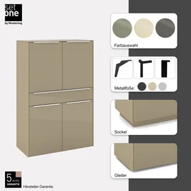 Set One by Musterring Highboard Reno 92 x 42 x 140 cm Taupe