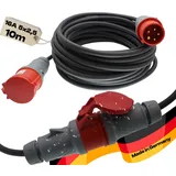 CEE Starkstromkabel Starkstromverlängerung Verlängerungskabel Starkstrom Gummiverlängerung H07RN-F 5X2,5mm2 5P 16A 400V Kraftstromkabel Außenbereich 10m