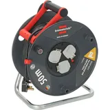 Brennenstuhl Garant Kabeltrommel 50m (Made in Germany, Verlängerungskabel mit 3 Steckdosen und Thermoausschaltschutz, ergonomischer Griff)