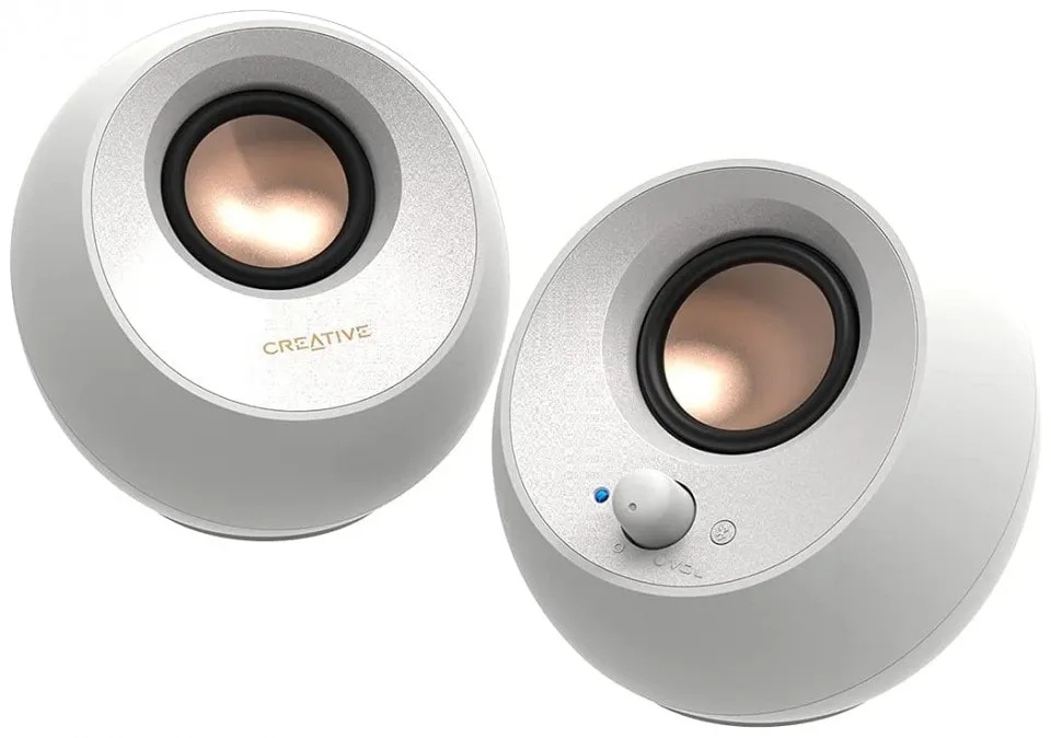 Creative Pebble V3 Computer Speakers 2.0 with Bluetooth and USB-C Power 8W in White Color 51MF1700AA, PC Lautsprecher