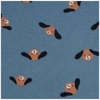 SCHÖNER LEBEN. Stoff Flanellstoff Baumwollstoff Hunde Flannel Dogs blau 1,45m Breite, atmungsaktiv blau