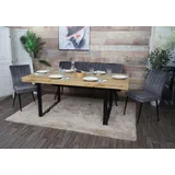 Mendler Esszimmer-Set HWC-K16, 2er-Set Stuhl+Sitzbank Esszimmergruppe Sitzgruppe Esszimmergarnitur, Samt Metall dunkelgrau -