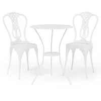 vidaXL 3-tlg. Bistro-Set Aluminiumguss Weiß