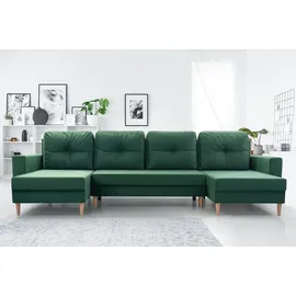 moeblo Wohnlandschaft CARL U – Eckcouch aus Cordstoff Ecksofa U-Form Cord Sofa Couch Polsterecke U-Sofa mit Bettkasten und Schlaffunktion (BxHxT)... - Gelb
