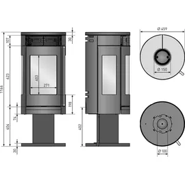 Oranier Rota Twist Speckstein schwarz 5,5 kW