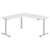bümö Eckschreibtisch elektrisch höhenverstellbar Weiß / Silber