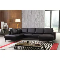 Küchen-Preisbombe Sofa Couch Ecksofa Eckcouch Wohnlandschaft Kunstleder schwarz SILVIO XXL, Sofa in U-Form schwarz