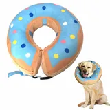 LittleBean Aufblasbare Halskrause Hund Katze Schutzkragen Krägen für Haustiere Hundekragen Leckschutz für Genesung nach Operationen oder Wunden (Blauer Donut, [Neck: 16"-18.5"] XL)