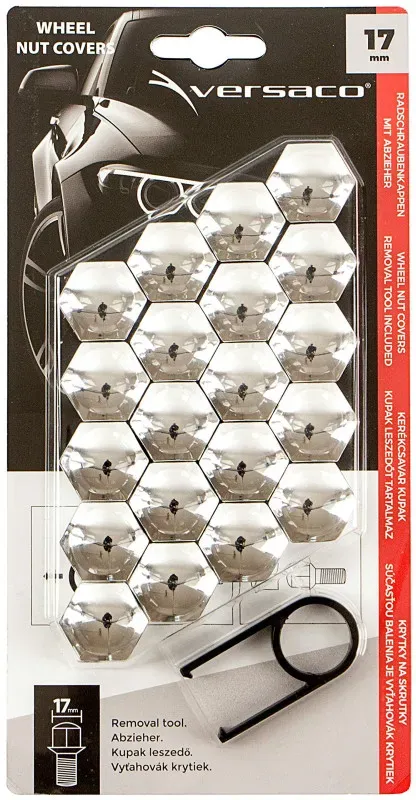 Dekorative Versaco-Kappen für Felgenbolzen 17 mm - Chrom