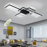 TJSC LED Deckenleuchte Modern Deckenlampe Wohnzimmer, Schwarz Dimmbar Wohnzimmerlampe, Rechteckige Deckenstrahler Mit Fernbedienung, Schlafzimmerlampe Groß Deckenbeleuchtung für Wohnzimmer, 110cm