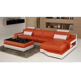 JVmoebel LEDERSOFA SOFA COUCH GARNITUR WOHNLANDSCHAFT BETTFUNKTION NEU