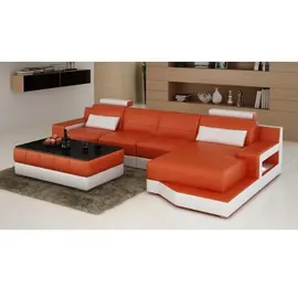 JVmoebel LEDERSOFA SOFA COUCH GARNITUR WOHNLANDSCHAFT BETTFUNKTION NEU