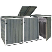 XL 3er-/6er-Mülltonnenverkleidung MCW-H74, Mülltonnenbox, erweiterbar 126x238x98cm Holz MVG ~ grau-weiß