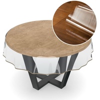 ANRO Tischdecke Tischdecke Klara Einfarbig Transparent Robust Wasserabweisend Breite, Glatt weiß Rund - Ø 120 cm x 0,5 mm
