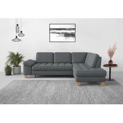 Ecksofa SIT & MORE "Westham L-Form", grau, B:261cm H:88cm T:179cm, 100% Polyester, Sofas, mit Ottomane, mit oder ohne Bettfunktion, Bettkasten, Verstellung